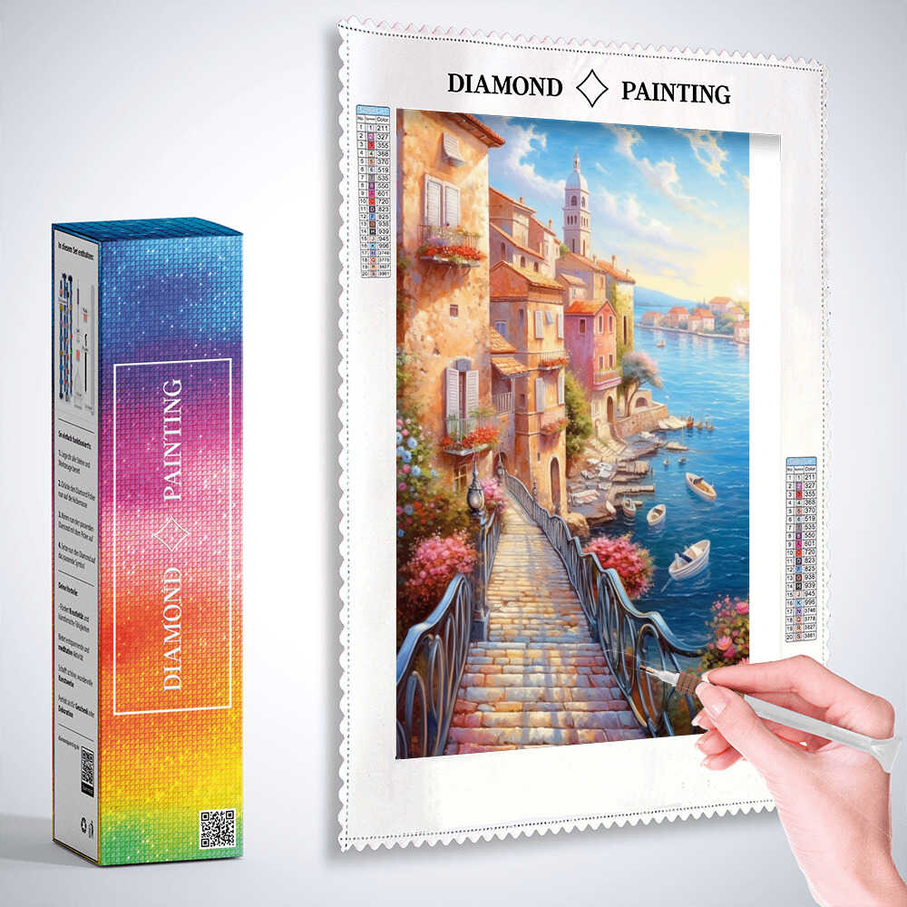 Diamond Painting - Mediterranes Idyll, Meeresbrücke