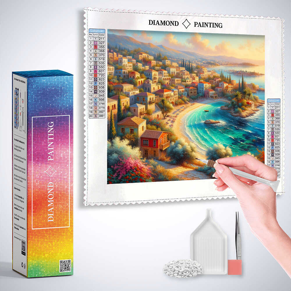 Diamond Painting - Mediterranes Paradies, Stadt in der Bucht