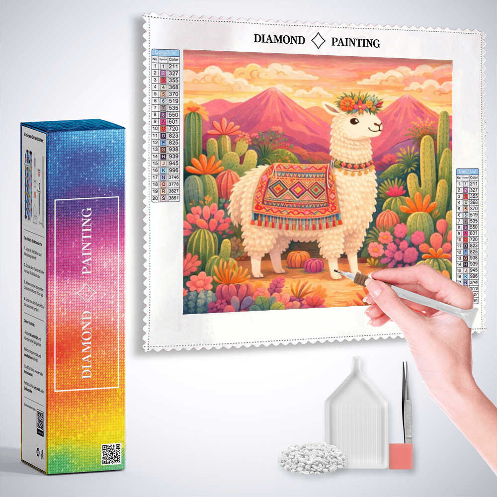 Diamond Painting - Lama Zauber im Sonnenuntergang