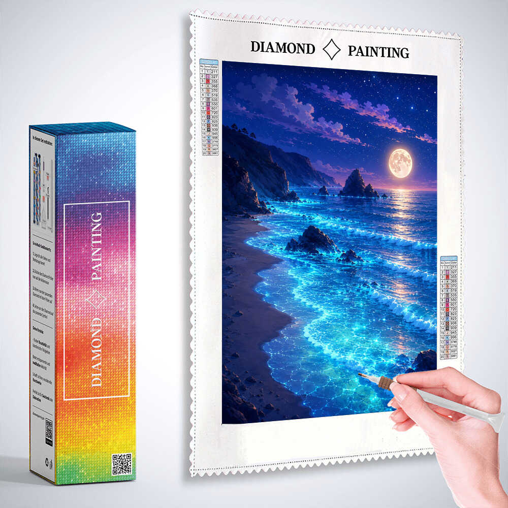 Diamond Painting - Magische Mondnacht am Ozean