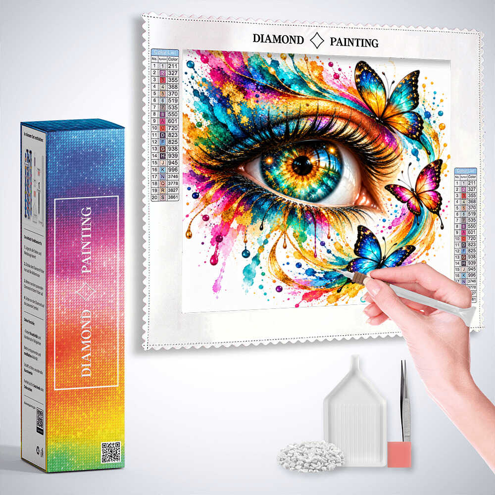 Diamond Painting - bunte Schmetterlinge, Auge