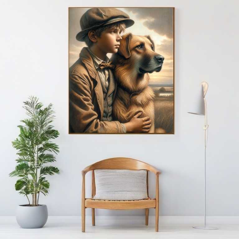 Diamond Painting - Junge mit Hund, Freunde