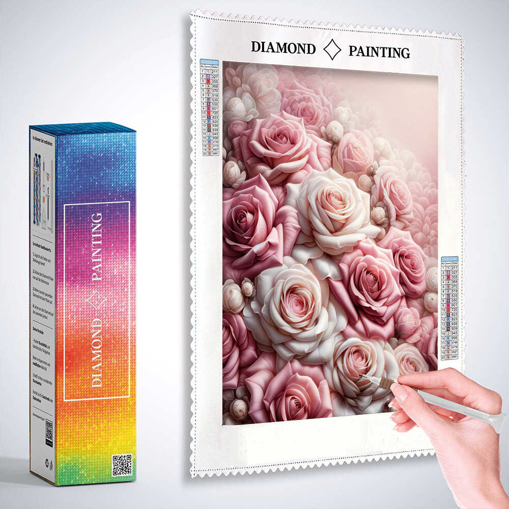 Diamond Painting - Rosenstrauß in Rosa