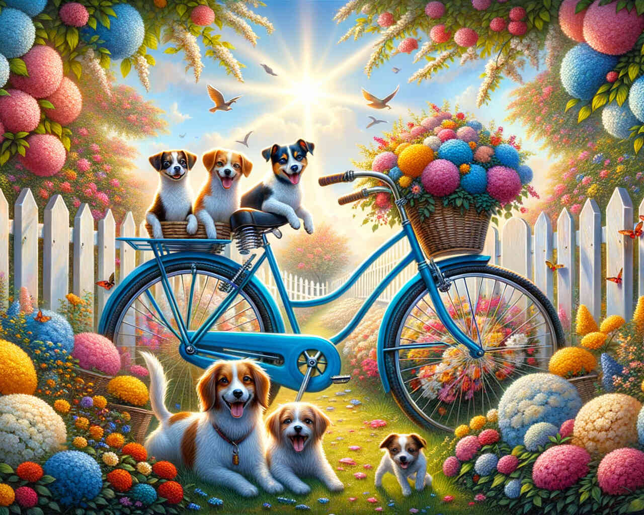 Diamond Painting - Fahrrad und Hunde