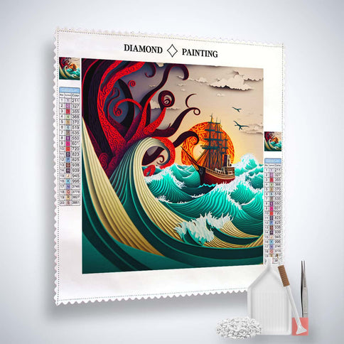 Diamond Painting - Raue See Paperart - gedruckt in Ultra-HD - Abstrakt, Meer, Neu eingetroffen, Quadratisch