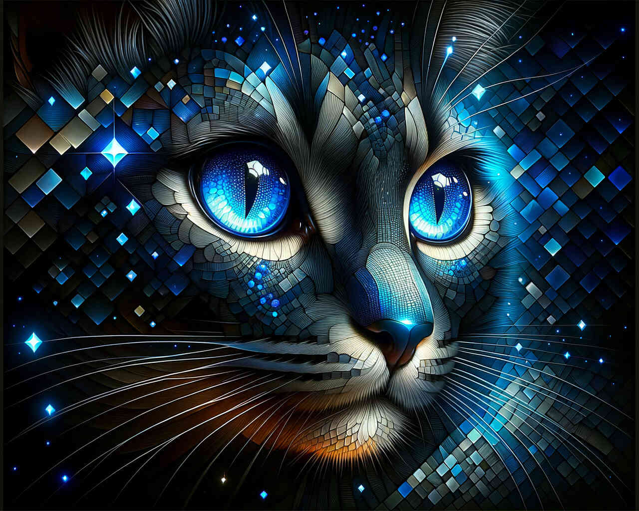 Diamond Painting - Katze mit Blauen Augen