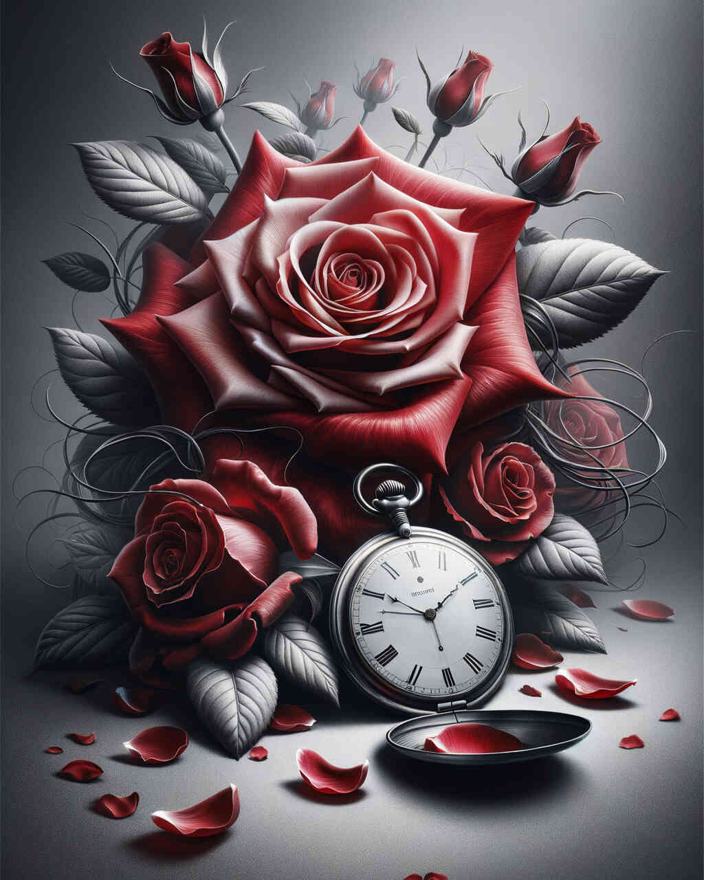 Diamond Painting - Taschenuhr rote Rose