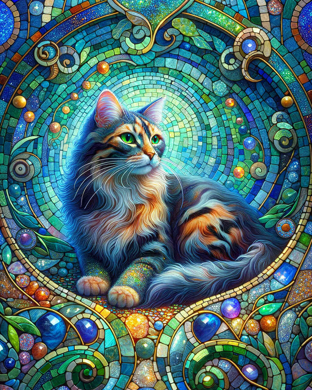 Diamond Painting - Katzenmosaik gefleckte Katze