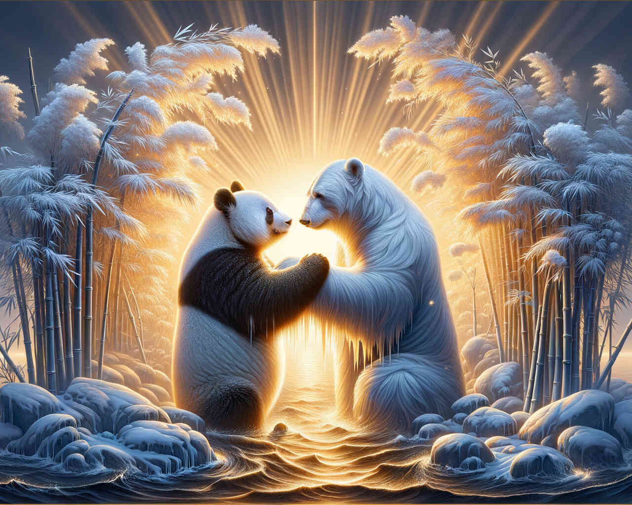 Diamond Painting - Freunde, Panda und Eisbär