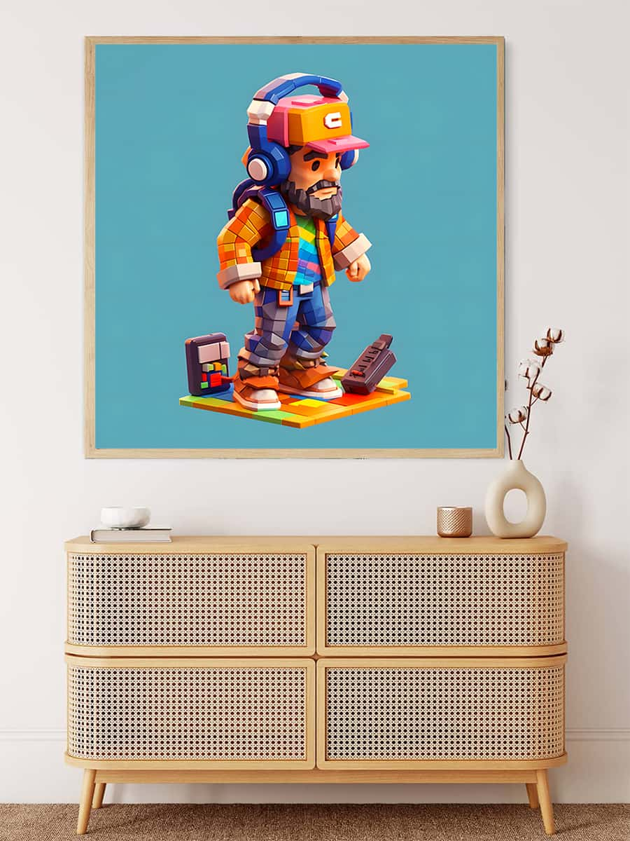 AB Diamond Painting - Mann Pixelart - gedruckt in Ultra-HD - AB Diamond, Abstrakt, Neu eingetroffen, Quadratisch, Retro