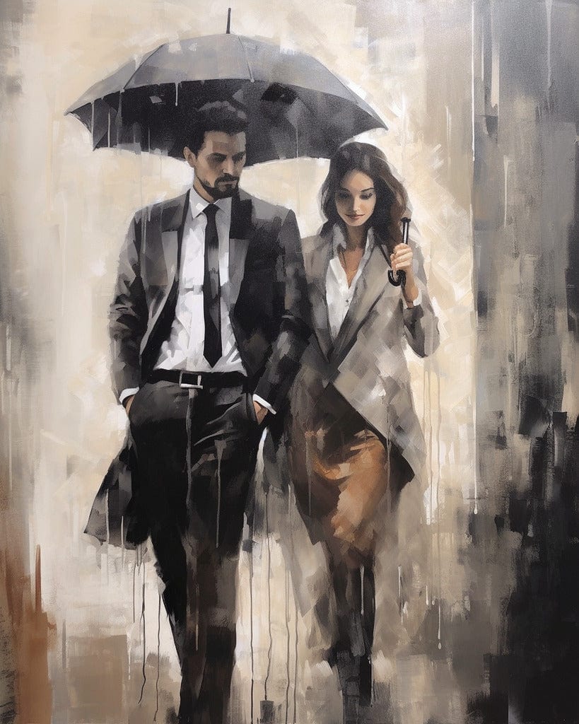 Diamond Painting - Mann mit Frau, Regenschirm