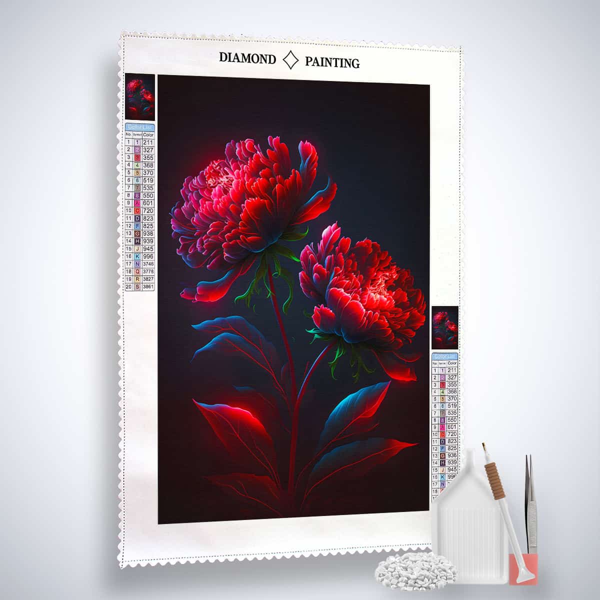 Diamond Painting - Rosen in der Nacht - gedruckt in Ultra-HD - Blumen, Neu eingetroffen, Rosen, Vertikal