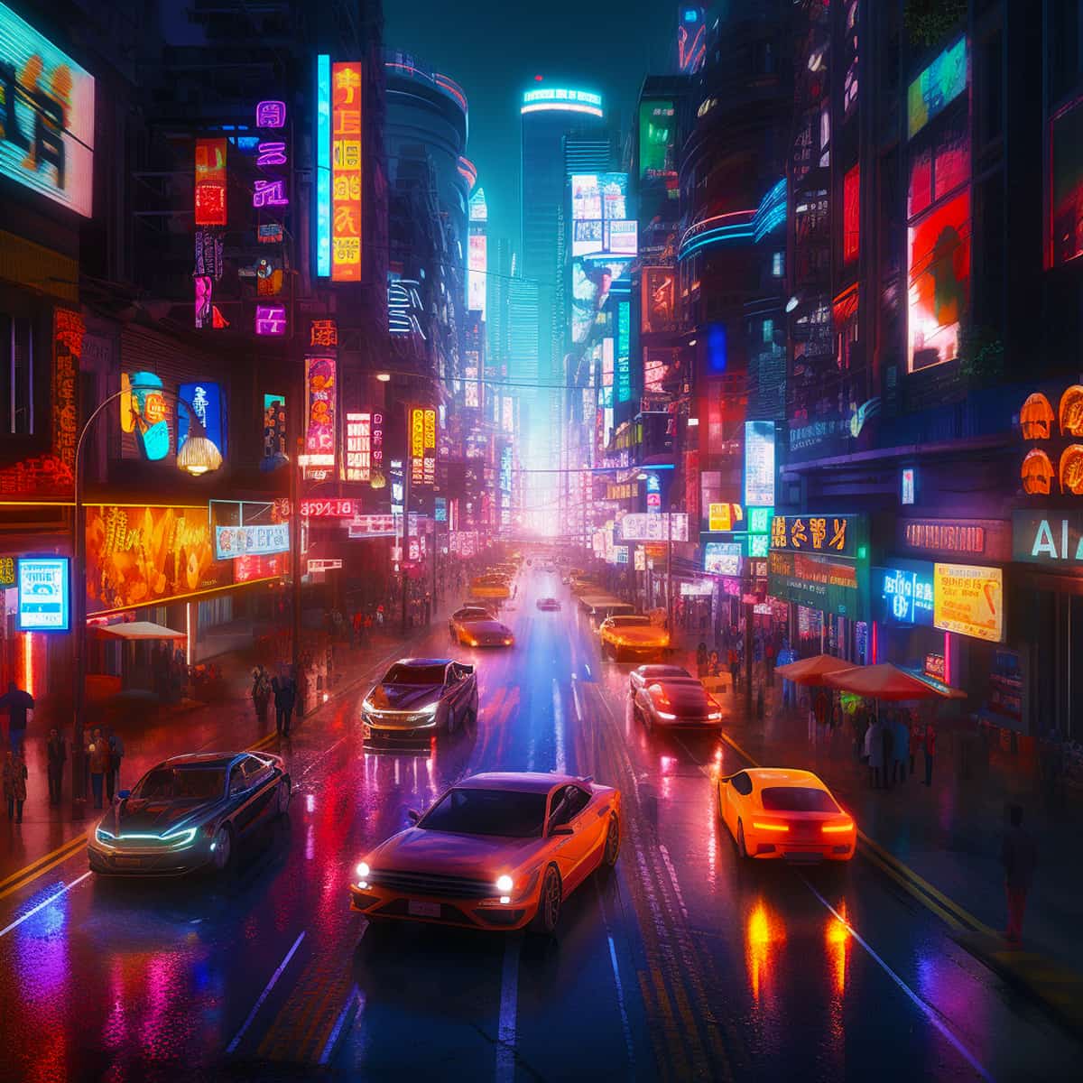 Diamond Painting - Stadtnacht in Neonlichtern - gedruckt in Ultra-HD - Autos, Neu eingetroffen, Quadratisch, Städte