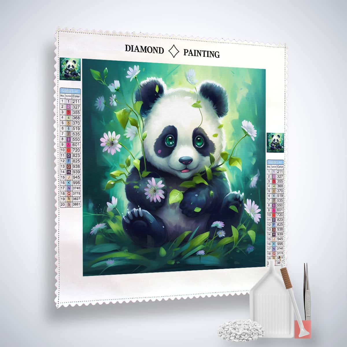 Diamond Painting - Panda isst - gedruckt in Ultra-HD - Neu eingetroffen, Pandabär, Quadratisch, Tiere