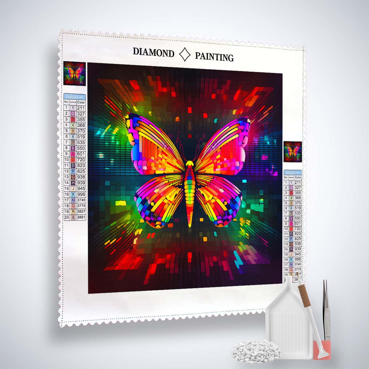 AB Diamond Painting - Schmetterling Bunt Frontal - gedruckt in Ultra-HD - AB Diamond, Neu eingetroffen, Quadratisch, Schmetterling, Tiere