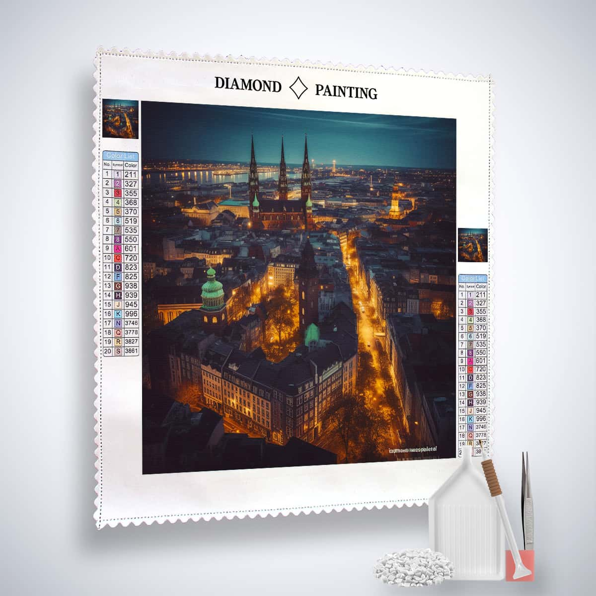 Diamond Painting - Hamburg bei Nacht - gedruckt in Ultra-HD - Hamburg, Neu eingetroffen, Quadratisch, Städte