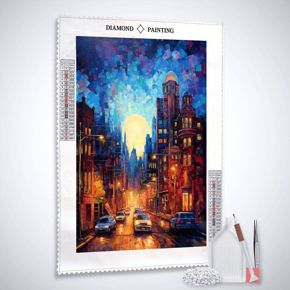 Diamond Painting -  Belebte Stadt in der Nacht