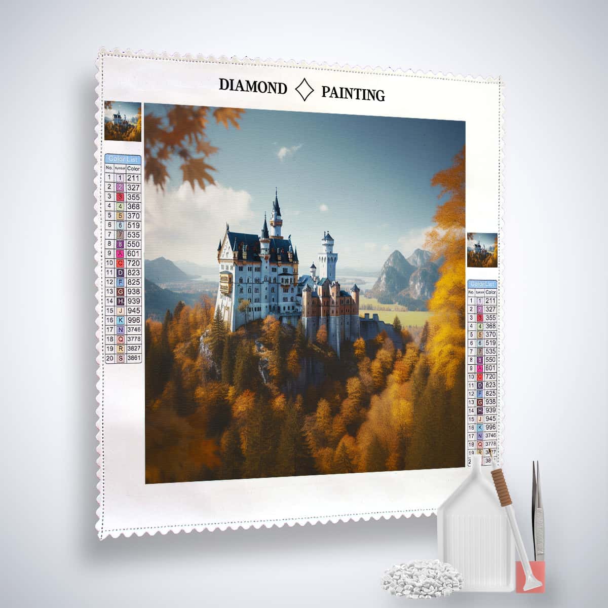 Diamond Painting - Schloss Neuschwanstein - gedruckt in Ultra-HD - landschaft, Neu eingetroffen, Quadratisch, Schloss Neuschwanstein, sehenswürdigkeiten