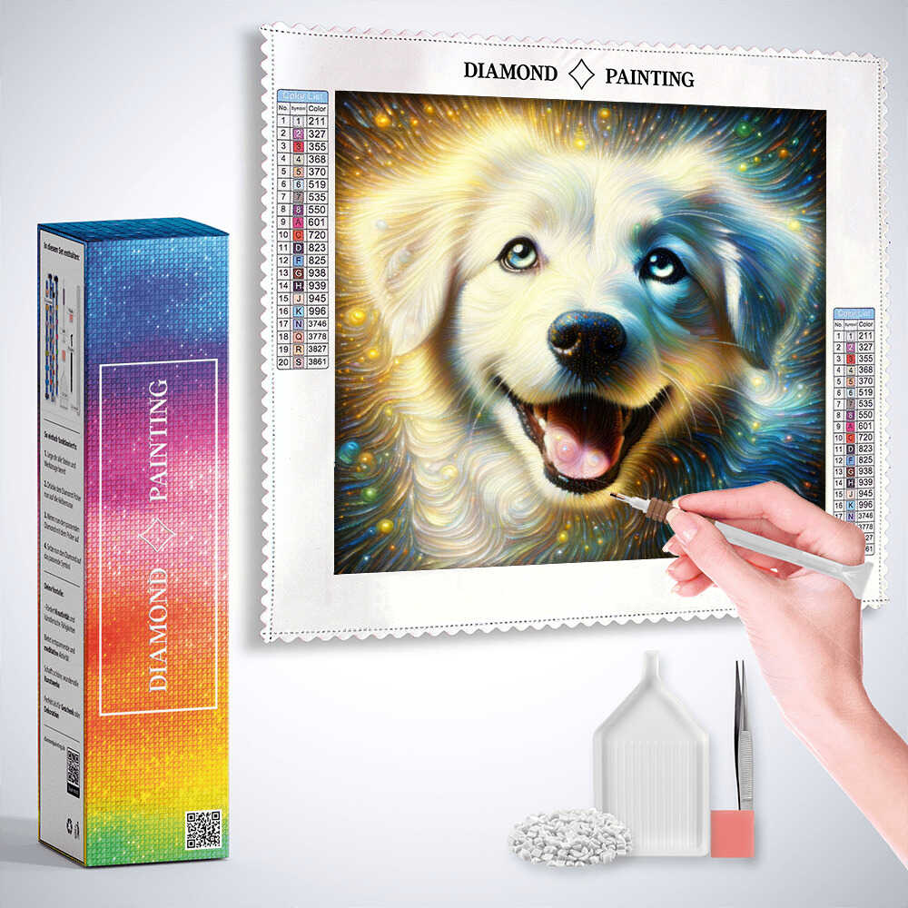 Diamond Painting - Weißer Hund