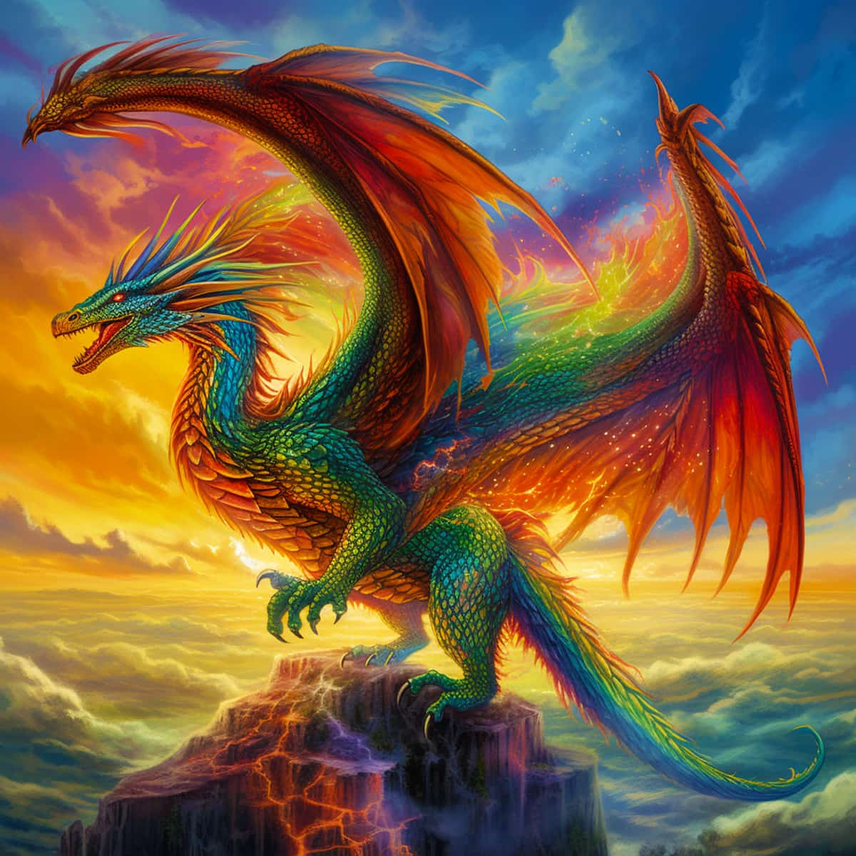 Diamond Painting - Flügel des Sturms - gedruckt in Ultra-HD - Drachen, Fantasy, Neu eingetroffen, Quadratisch