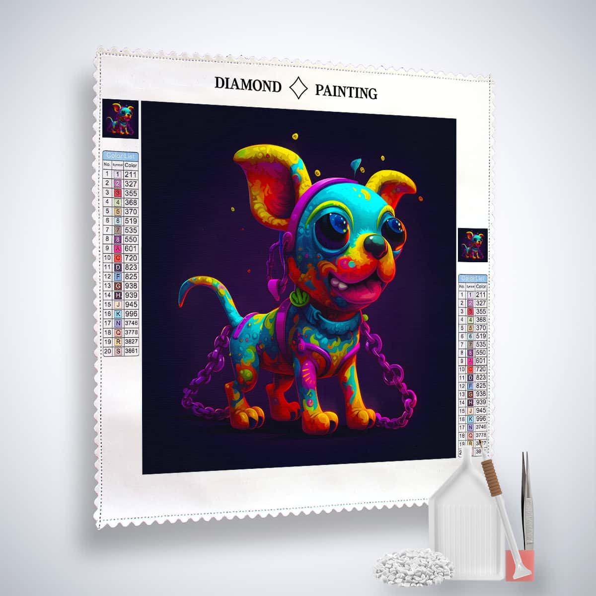 AB Diamond Painting - Neonwelpe - gedruckt in Ultra-HD - AB Diamond, Hund, Neu eingetroffen, Quadratisch