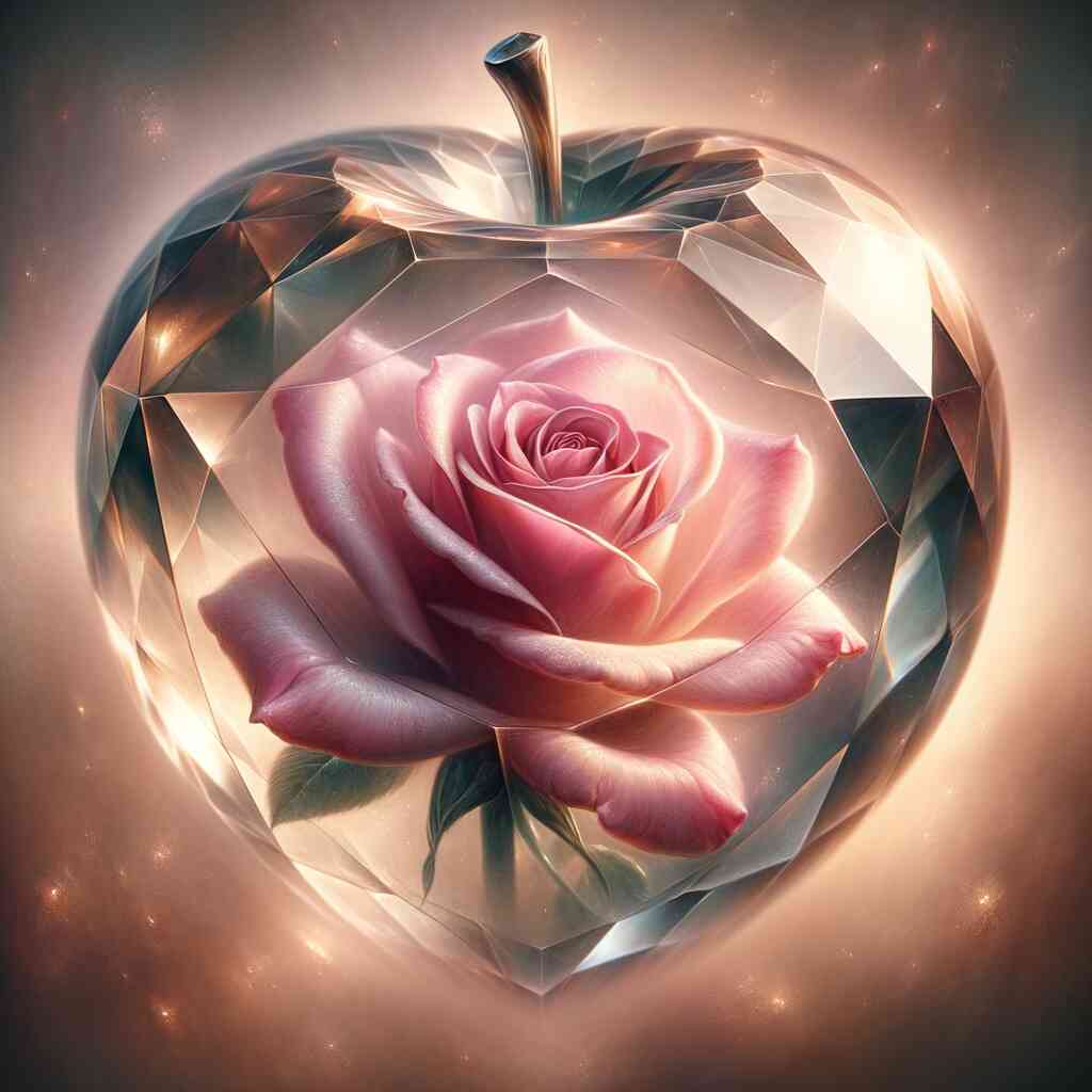 Diamond Painting - Glas Apfel rosa Rose