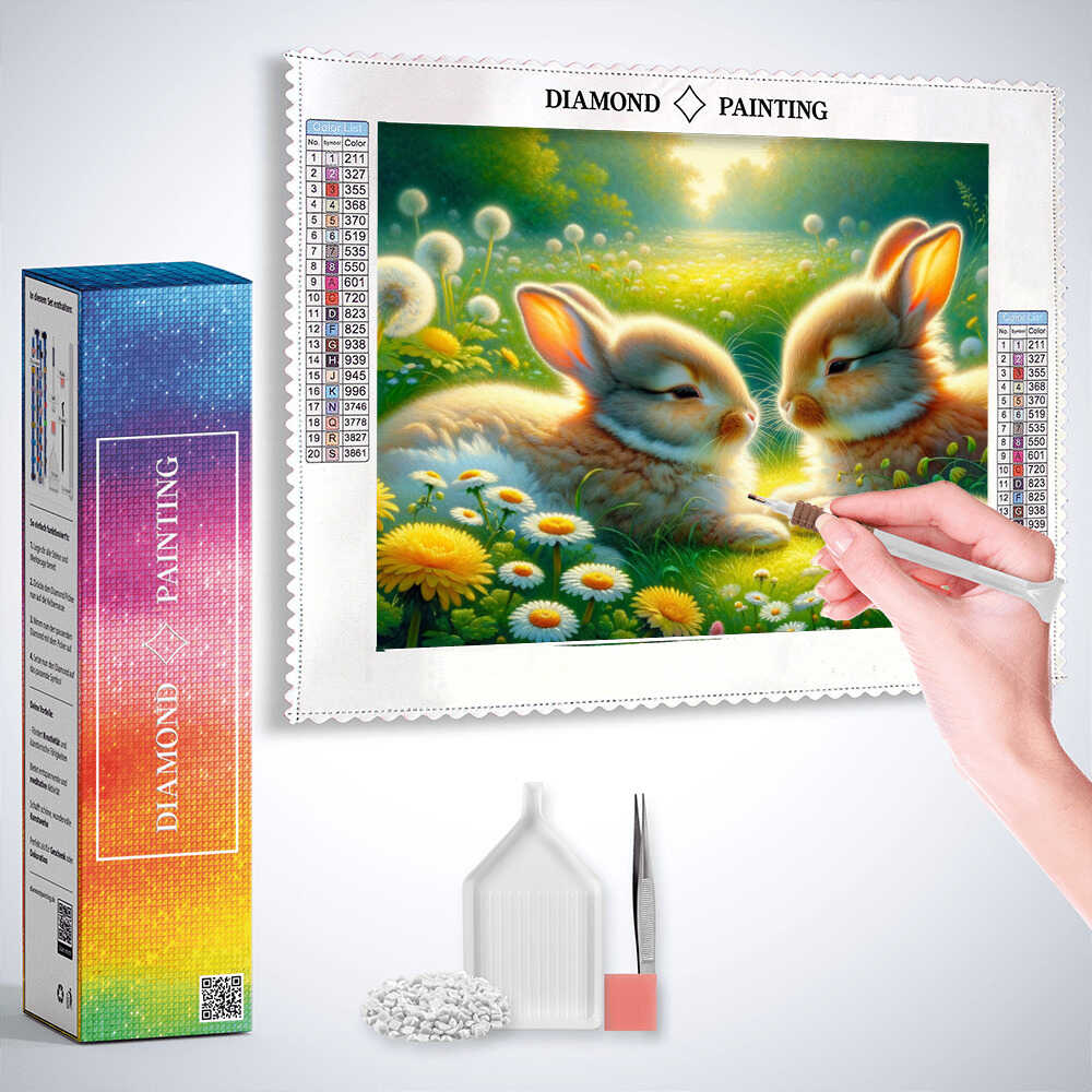 Diamond Painting - Kuschelnde Kaninchen