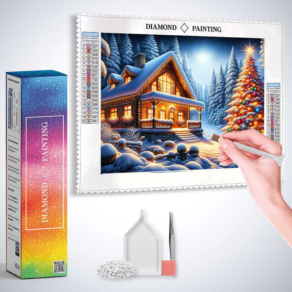 Diamond Painting - Haus im Winterwald