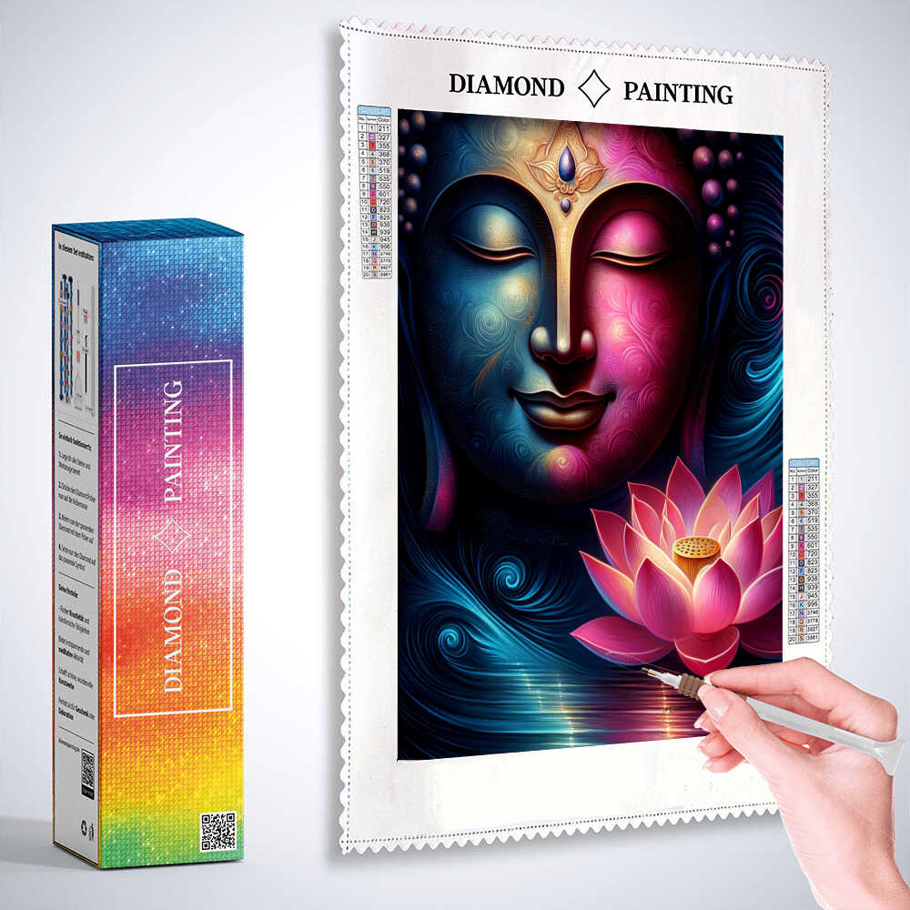 Diamond Painting - Pinke Lotusblume, Buddha