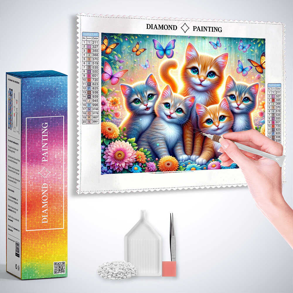 Diamond Painting - Katzen Familie