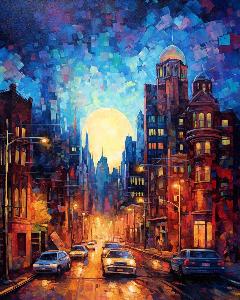 Diamond Painting -  Belebte Stadt in der Nacht