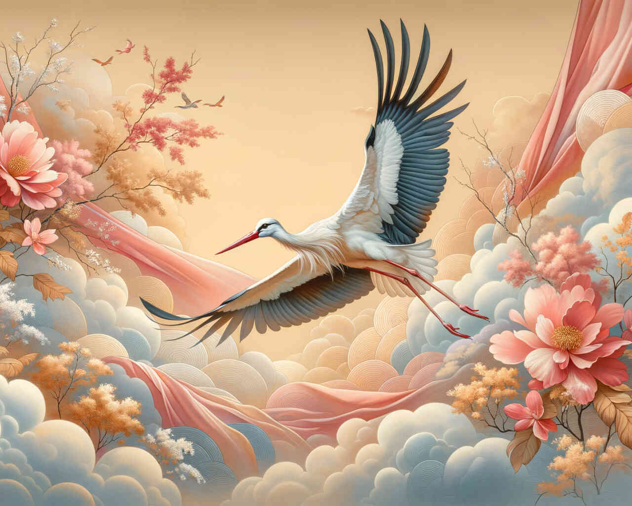 Diamond Painting - Storch im Flug