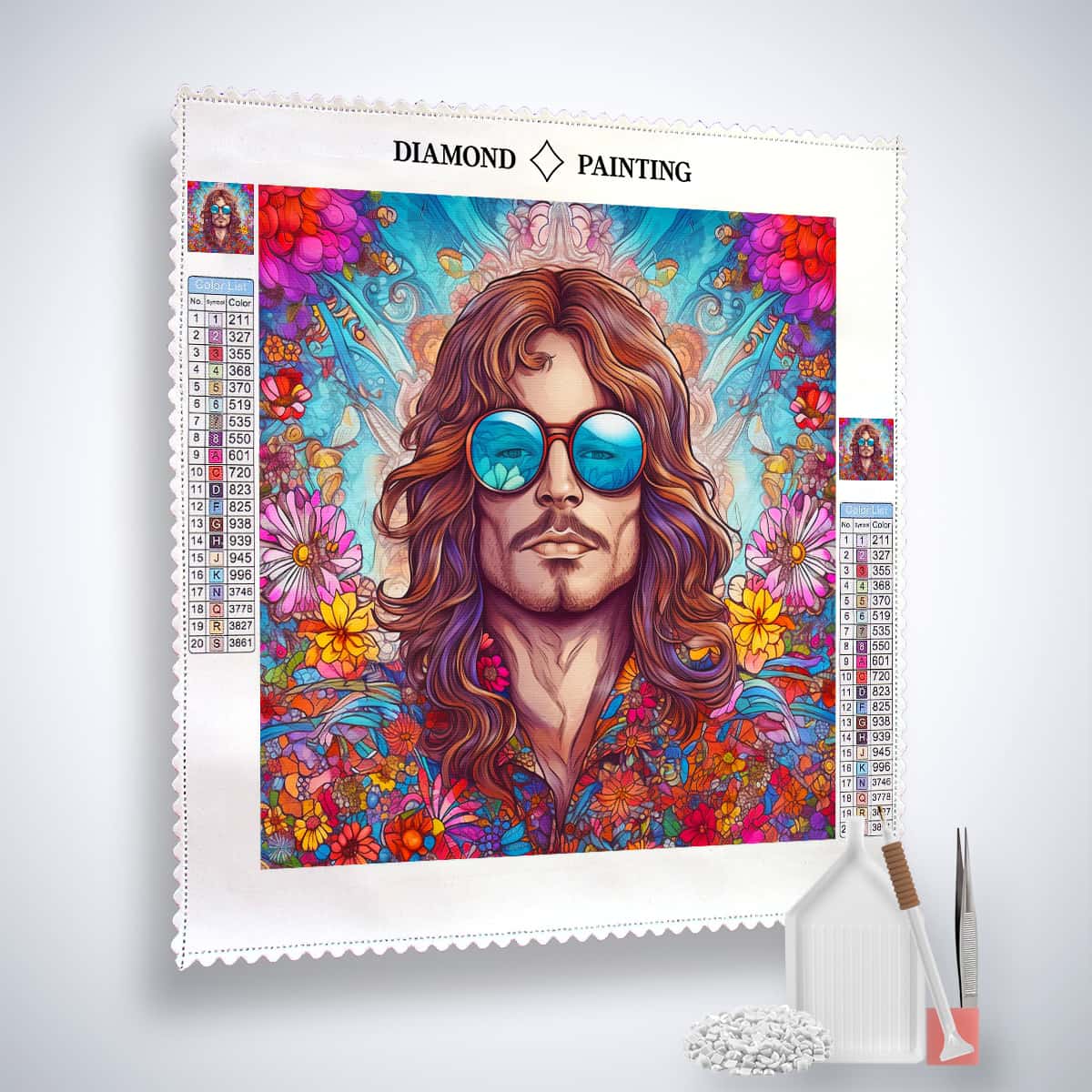 Diamond Painting - Hippie Mann - gedruckt in Ultra-HD - Menschen, Neu eingetroffen, Quadratisch