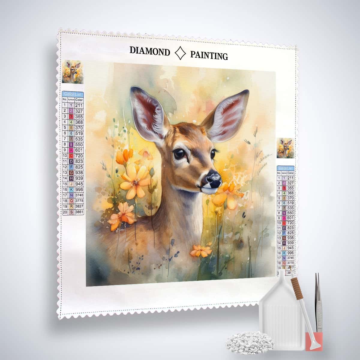 Diamond Painting - Zauberhaftes Reh - gedruckt in Ultra-HD - Aquarell, Neu eingetroffen, Quadratisch, Reh, Tiere