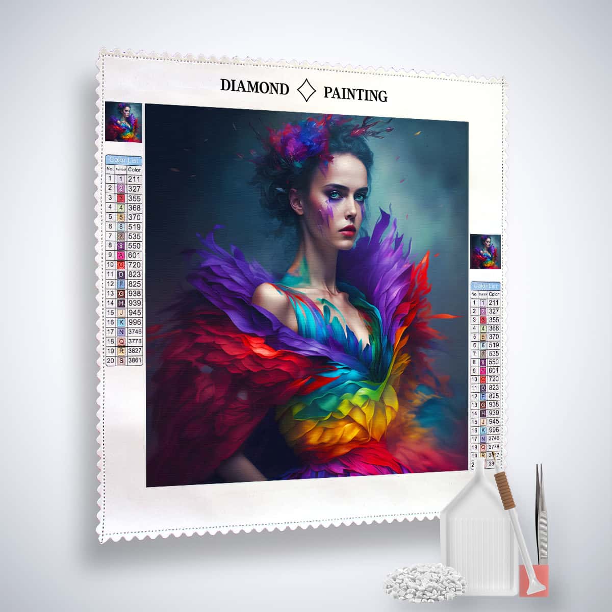 AB Diamond Painting - Frau mit Regenbogenkleid am Abend - gedruckt in Ultra-HD - AB Diamond, Menschen, Neu eingetroffen, Quadratisch