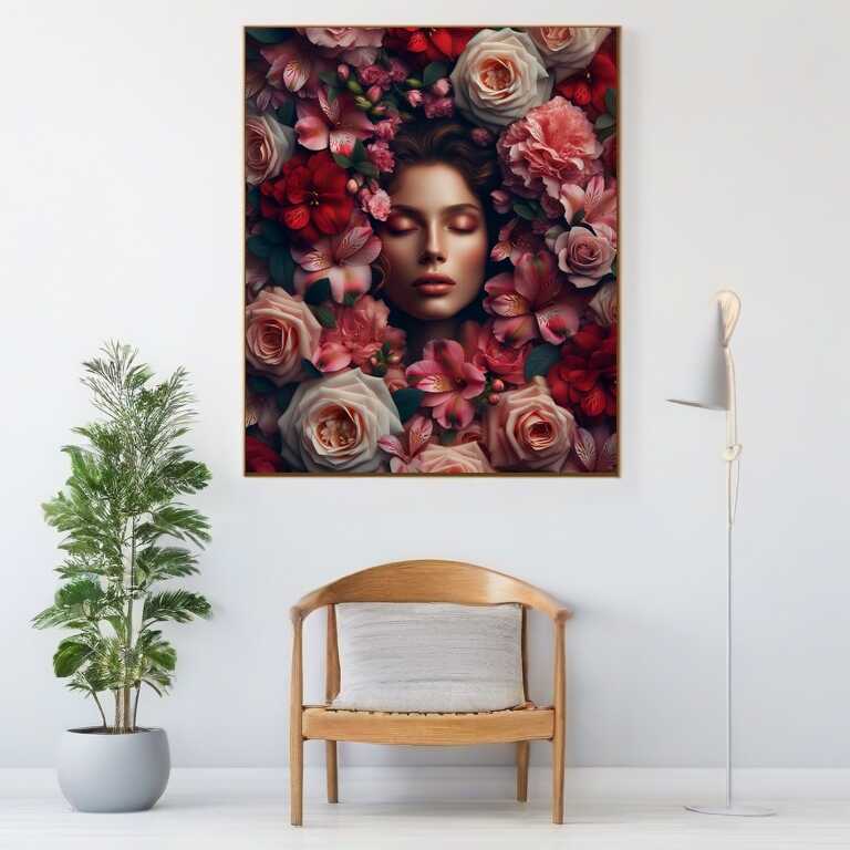 Diamond Painting - Frau umgeben von Blumen