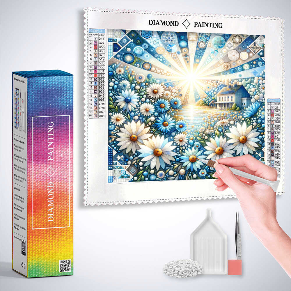 Diamond Painting - Home sweet Home, blau und weiß