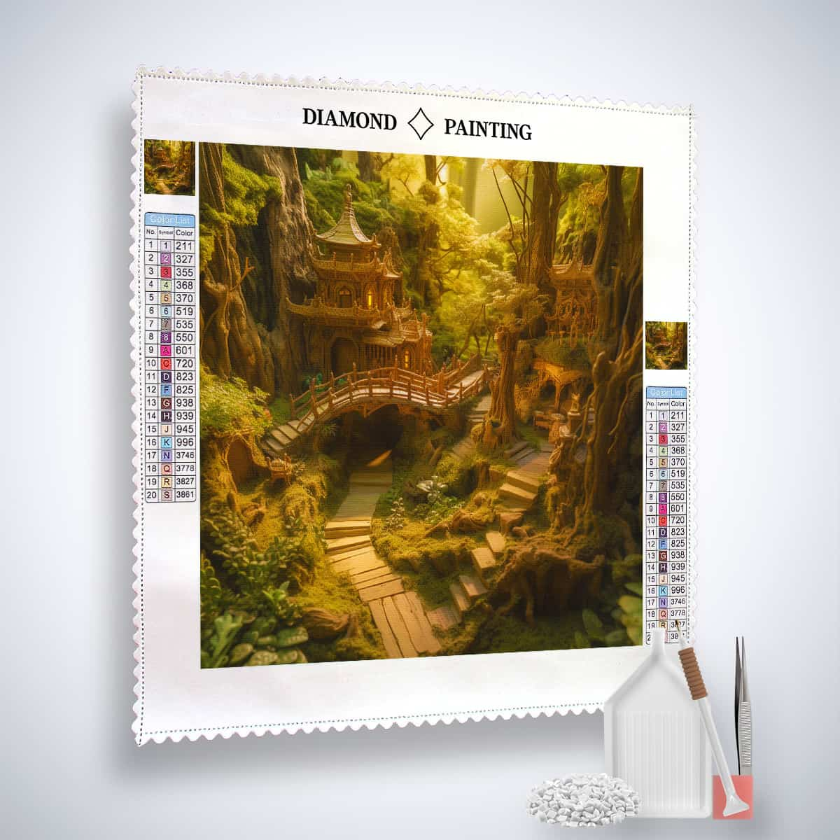 Diamond Painting - Fantasywald-Stadt - gedruckt in Ultra-HD - Fantasy, Landschaft, Neu eingetroffen, Quadratisch