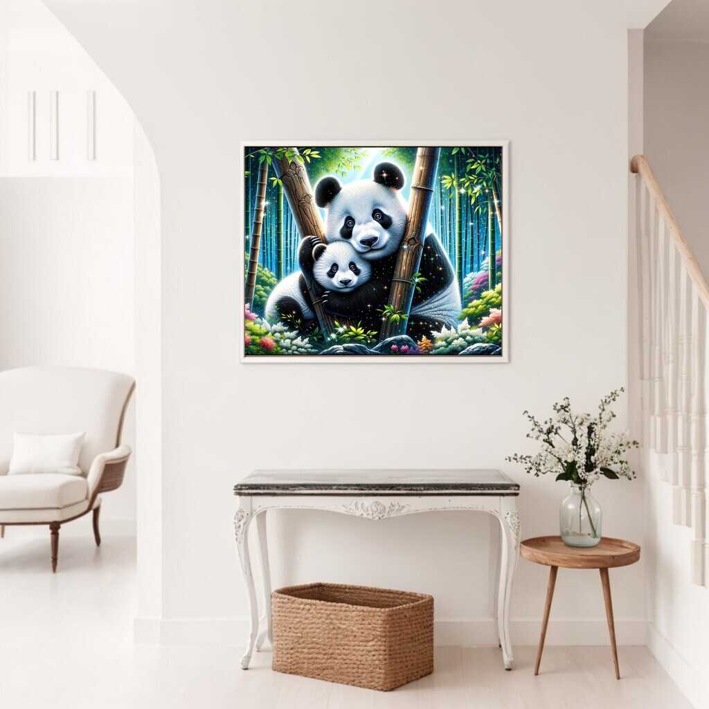 Diamond Painting - Pandafamilie, Baumstämme
