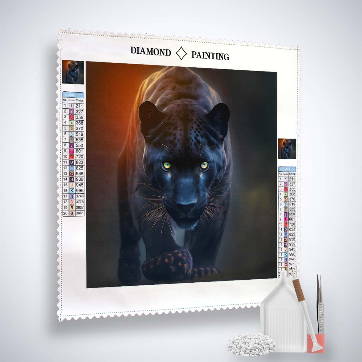 Diamond Painting - Gefährlicher Panter - gedruckt in Ultra-HD - Neu eingetroffen, Panter, Quadratisch, Tiere