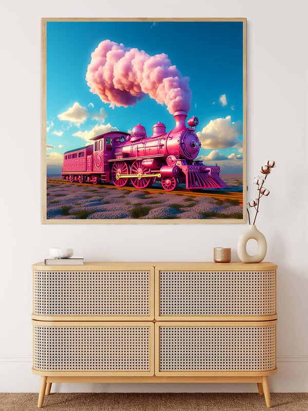 Malen nach Zahlen - Pinker Fantasyzug unterwegs - hochwertige Leinwand - 170523, Neu eingetroffen, Quadratisch, Zug