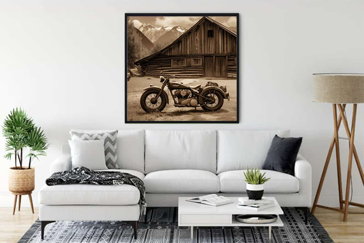 Diamond Painting - Retro-Rennmaschine - gedruckt in Ultra-HD - Motorrad, Motorräder, Neu eingetroffen, Quadratisch