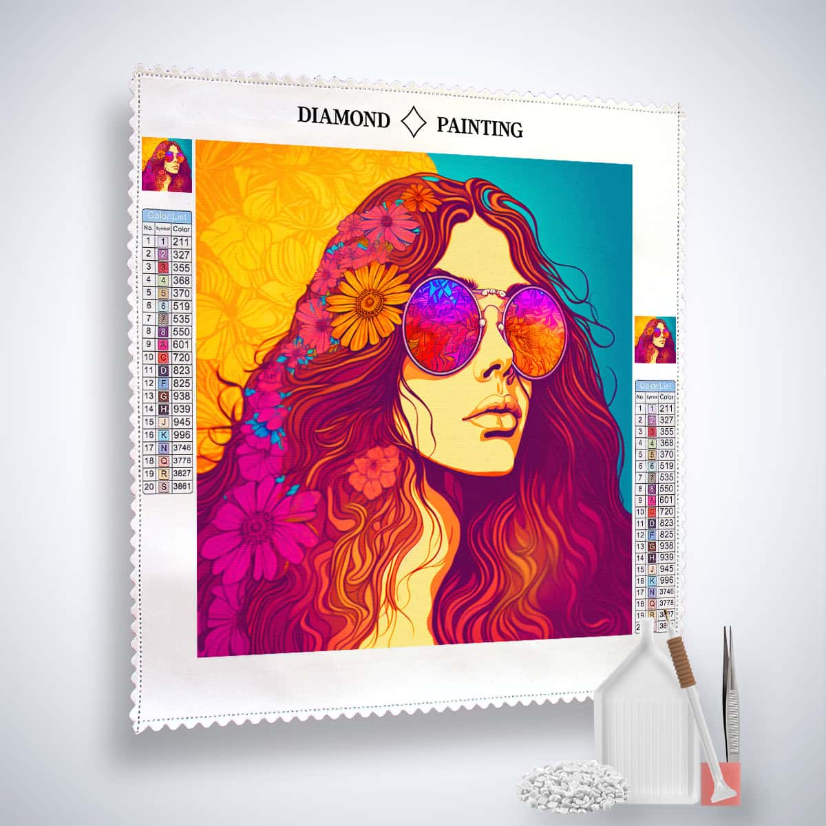 Diamond Painting - Frau mit Sonnenbrille - gedruckt in Ultra-HD - Menschen, Neu eingetroffen, Quadratisch
