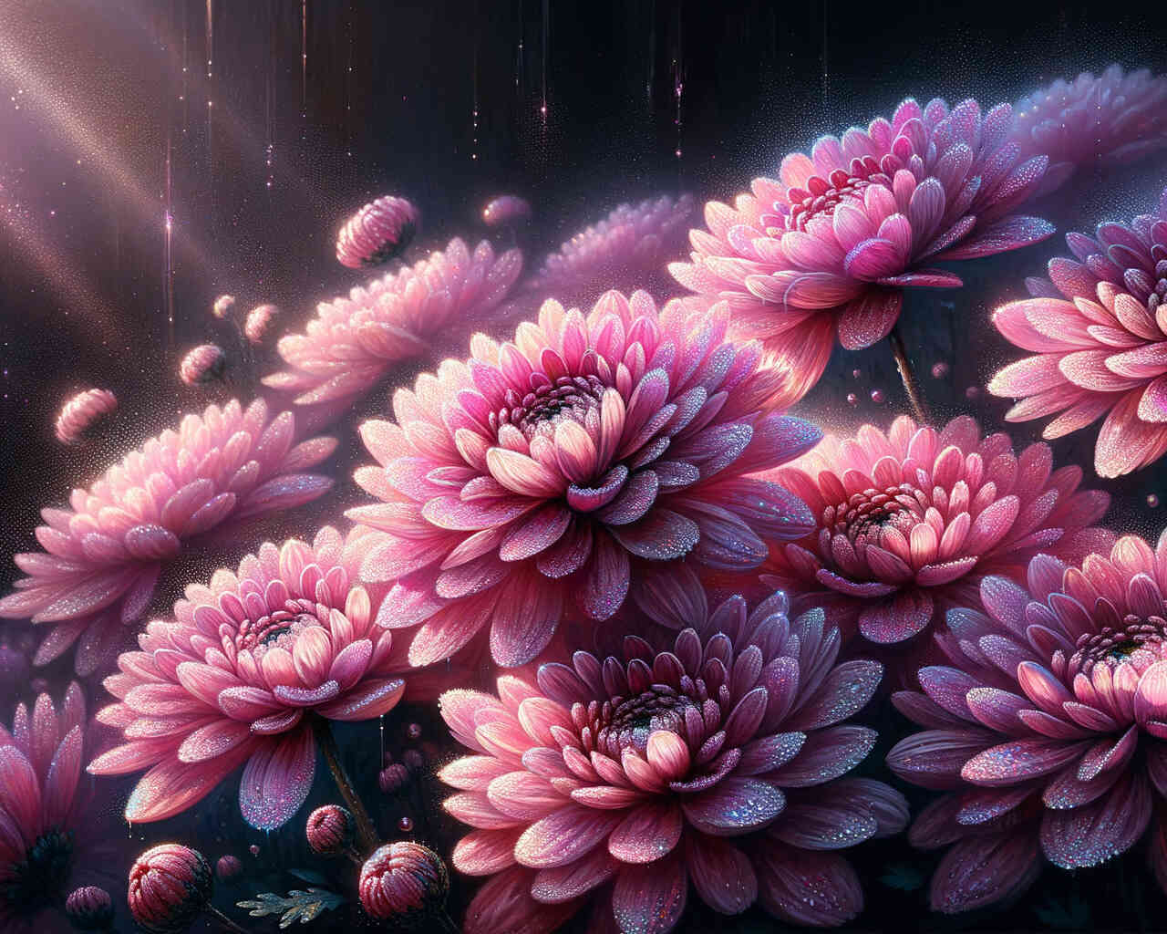 Diamond Painting - Rosa Chrysanthemen