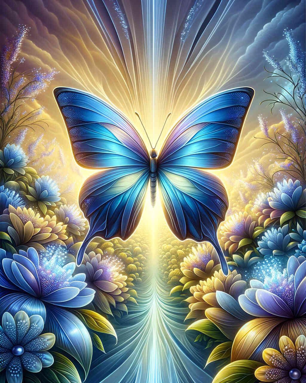 Diamond Painting - Blauer Schmetterling lange Flügel
