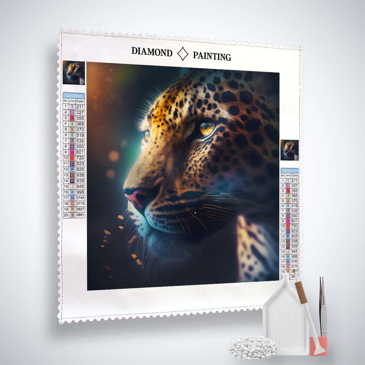 Diamond Painting - Seitlicher Blick vom Leopard - gedruckt in Ultra-HD - Leopard, Neu eingetroffen, Quadratisch, Tiere