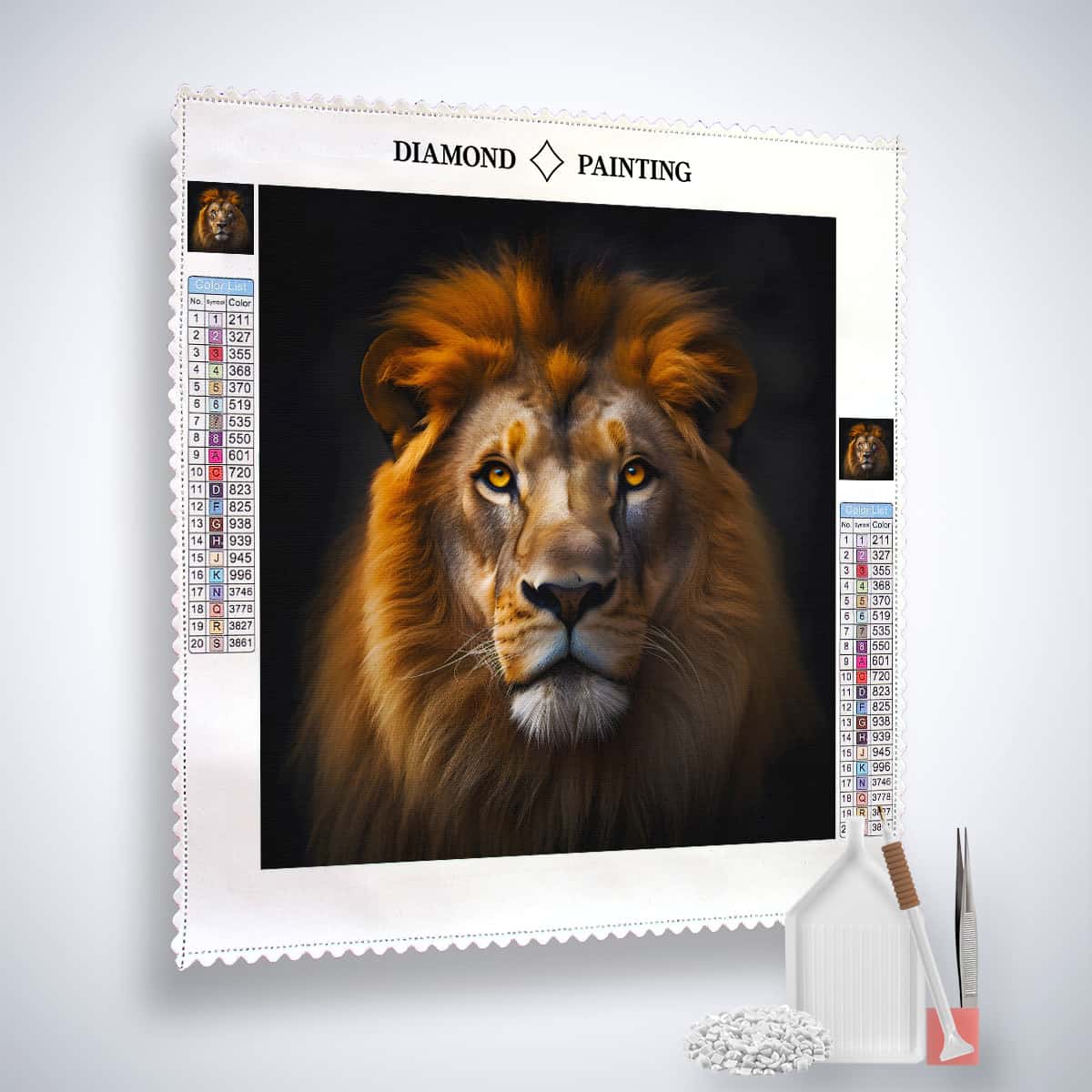 Diamond Painting - Löwe frontaler Blick - gedruckt in Ultra-HD - Löwe, Neu eingetroffen, Quadratisch, Tiere