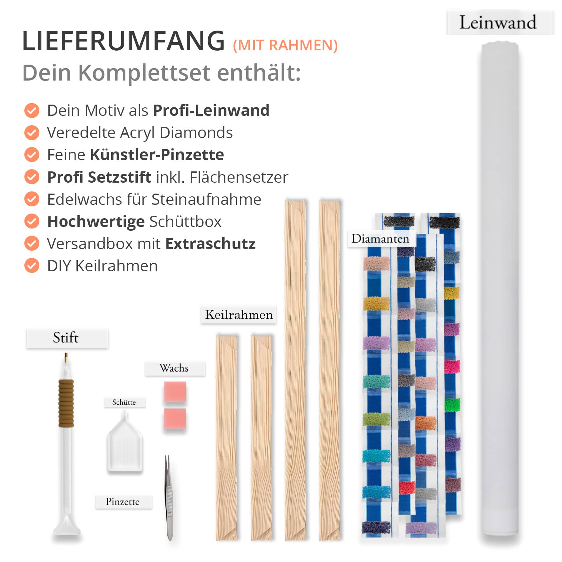 Diamond Painting - Winterdorf im Sonnenuntergang - gedruckt in Ultra-HD - Horizontal, Landschaft, Winter