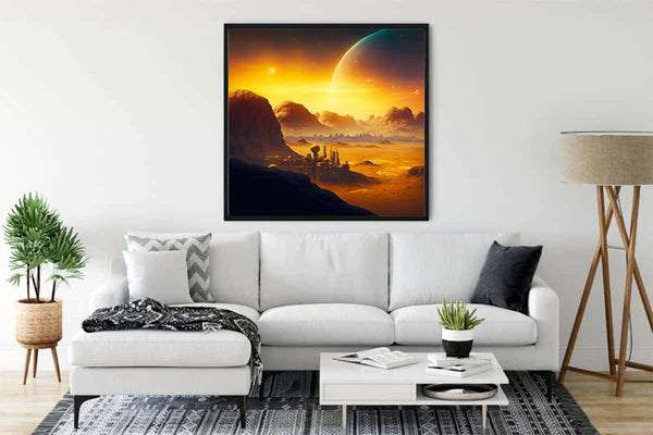 Malen nach Zahlen - Fantasylandschaft Orange - hochwertige Leinwand - 170523, fantasy, landschaft, Neu eingetroffen, Quadratisch, star wars
