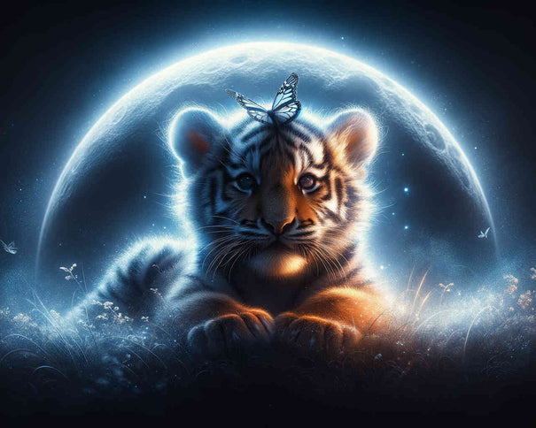 Diamond Painting - Tigerbaby, Mond